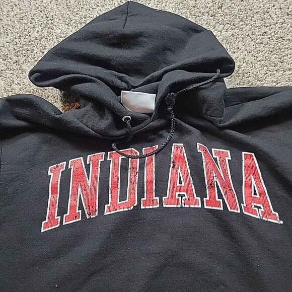 Champion Indiana University Hoosier Pullover Hoodie Adult Medium Black Read* - Picture 3 of 8